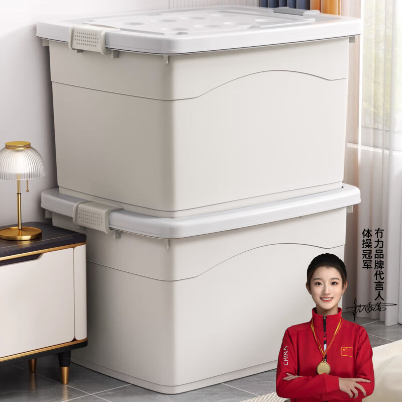 冇力收纳箱大号衣服整理箱储物箱衣物棉被搬家打包玩具收纳塑料箱子 大号-白色【 38*27*20cm 】无轮