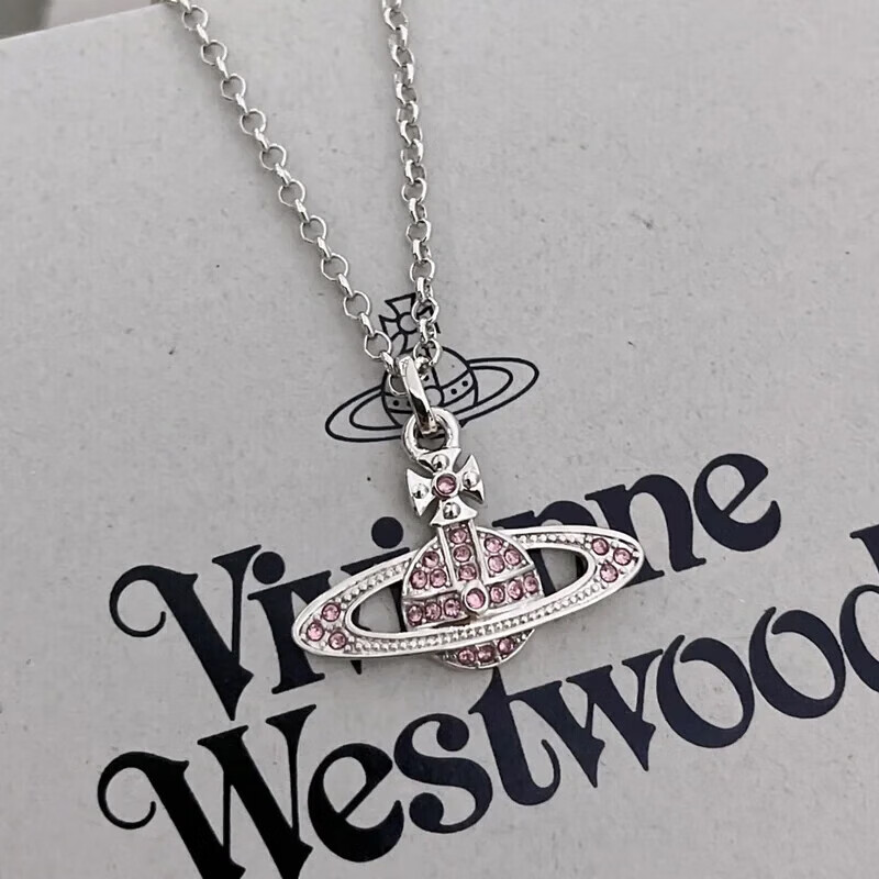 薇薇安·威斯特伍德（Vivienne Westwood）西太后项链土星吊坠项链女生锁骨链轻奢毛衣链送女友新年礼物 粉色-土星项链