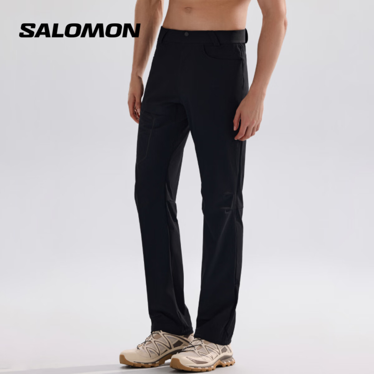 萨洛蒙（Salomon）男款 城市轻户外防泼水舒适透气轻薄徒步休闲长裤 WAYFARER PANTS 深黑色 C21060 L 180/86A(52R)