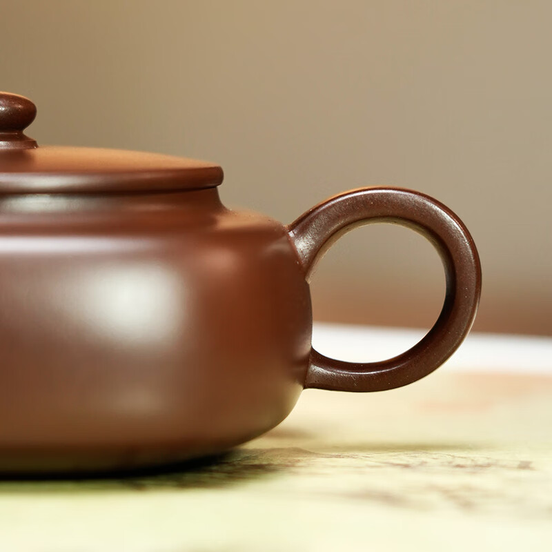 紫来顺宜兴名家精品手制周盘壶原矿紫泥紫砂壶正品高档送领导茶壶礼物 【方圆之间】紫泥周盘壶 180ml