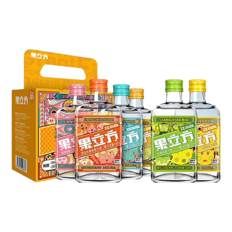 江小白【赴山海联名】果立方果汁酒 15-23度果酒 低度微醺水果酒 混合口味 168mL 6瓶