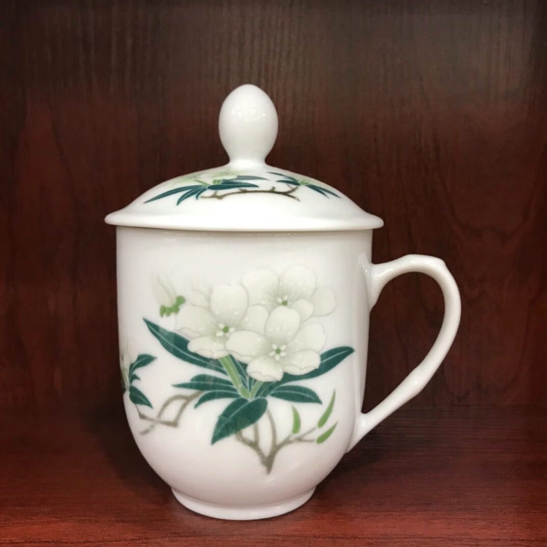 醴陵釉下五彩瓷杯 梨花杯zdo 容量约350ml 强化瓷杯 居家复古 梨花