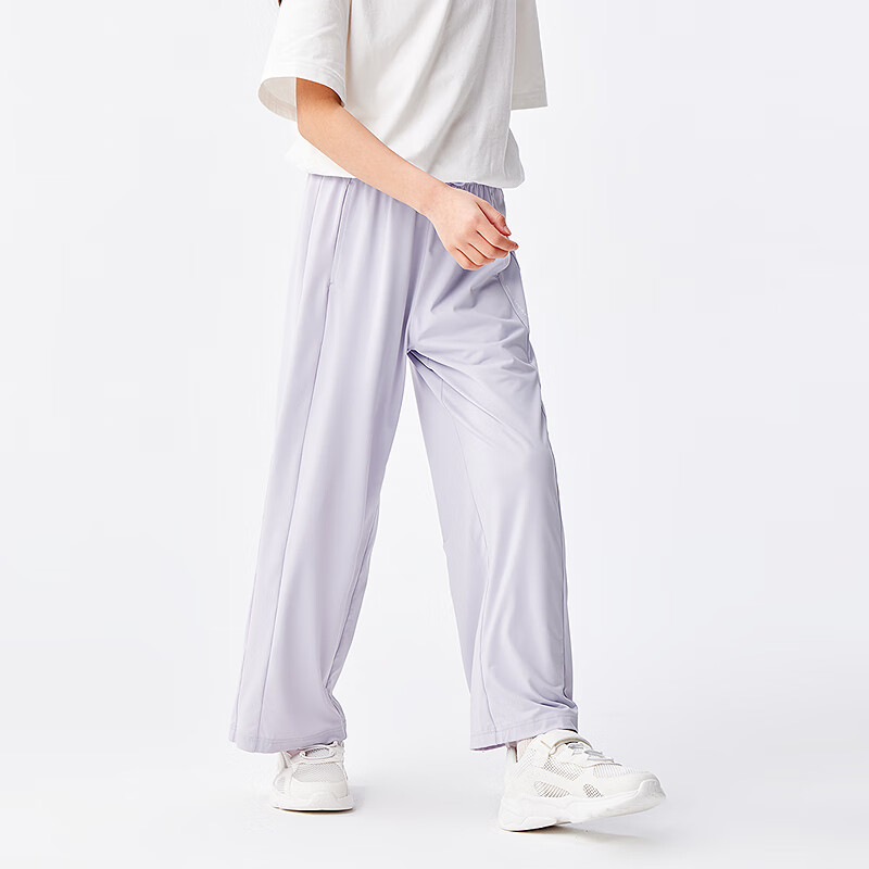 巴拉巴拉女童休闲裤儿童裤子2025夏季薄款中大童凉感防晒针织长裤 粉紫70028 170