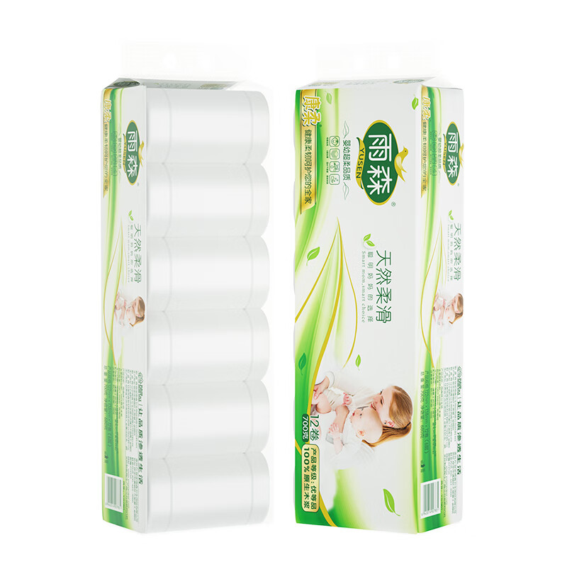 雨森妇婴卫生纸700g6层加厚卷纸厕纸 6层 58g/卷*12卷 *4提