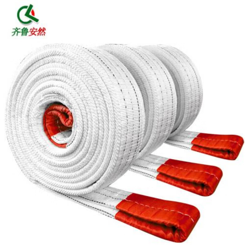 齊魯安然應急救援扁平吊裝帶雙扣環(huán)形工業(yè)起重行車(chē)吊帶吊裝繩吊裝工 扁平吊裝帶白色3噸3米