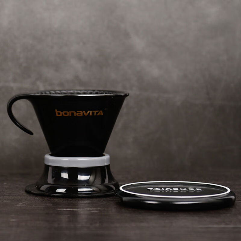 BREWISTA聰明杯BonavitaV60浸泡式咖啡過(guò)濾器扇形陶瓷手沖濾杯 小號黑曜金