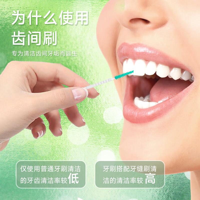 健薄荷味清新口腔超细I型牙缝刷 齿间牙线刷 牙间隙刷新型牙签100支 薄荷味盒装牙缝刷二合一