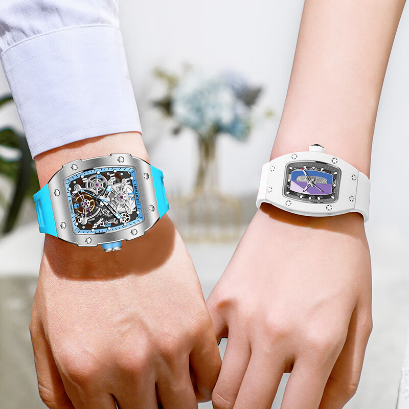 宝丽爵(berliget)情侣手表全自动机械表镂空情侣表防水男女表一对夜光