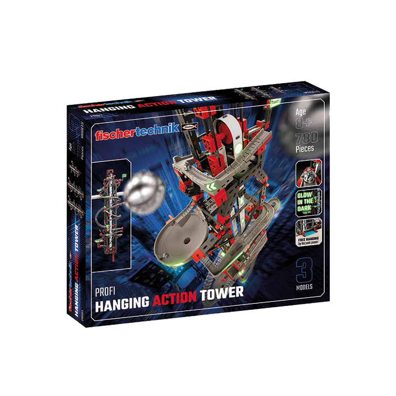 fischertechnik慧鱼德国原装进口儿童益智拼装积木齿轮轨道机械力学STEM教具玩具 悬挂动感轨道塔【554460】