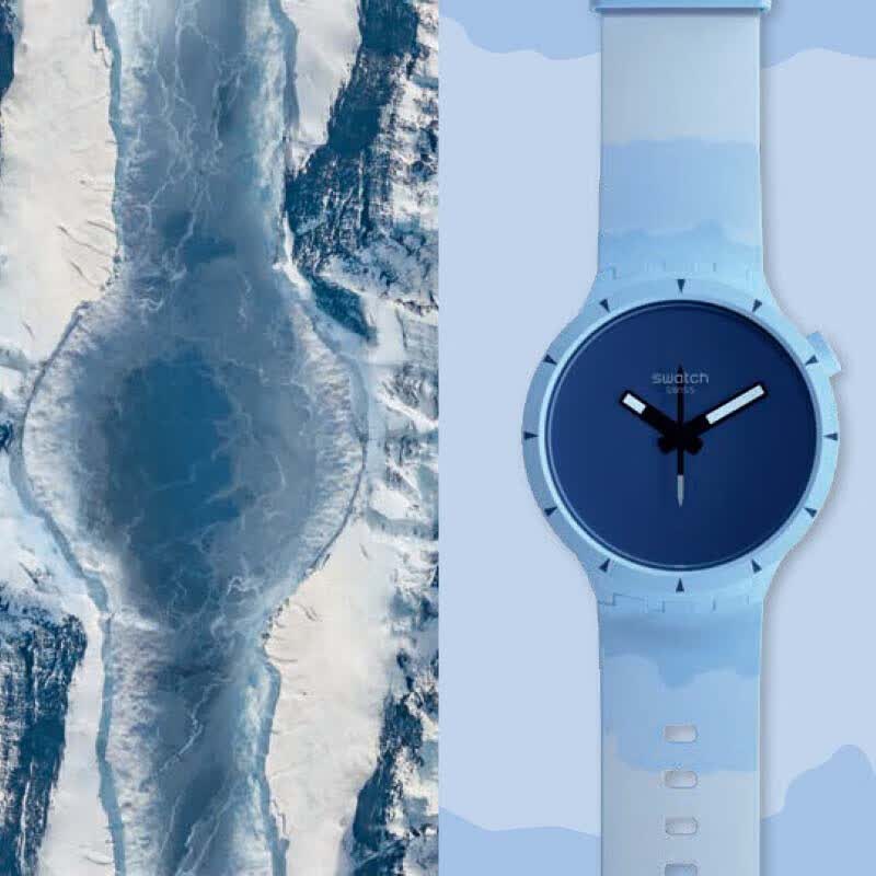 斯沃琪（Swatch）瑞士手表 植物陶瓷 生日礼物夜光石英表 【精美礼袋】寻秘冰川 SB03N102