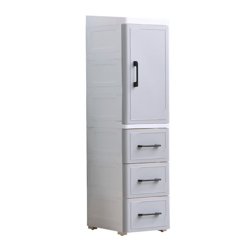 255CM夹缝收纳柜塑料床头柜开门抽屉式厨房整理柜卫生间储物柜 北欧白 25cm短门+1抽