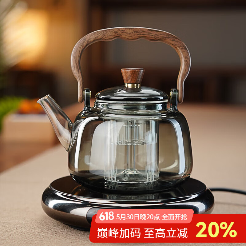 全度玻璃提梁壺家用小型電陶爐煮茶器燒水壺大容量保溫玻璃茶壺 提梁壺+【新款】電陶爐