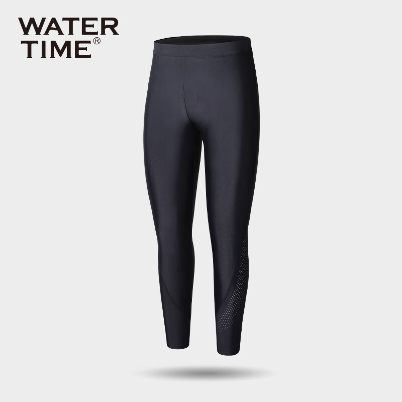 WATERTIME潛水長褲男分體緊身彈力游泳泳褲沖浪服速干水母褲 黑銀色 M
