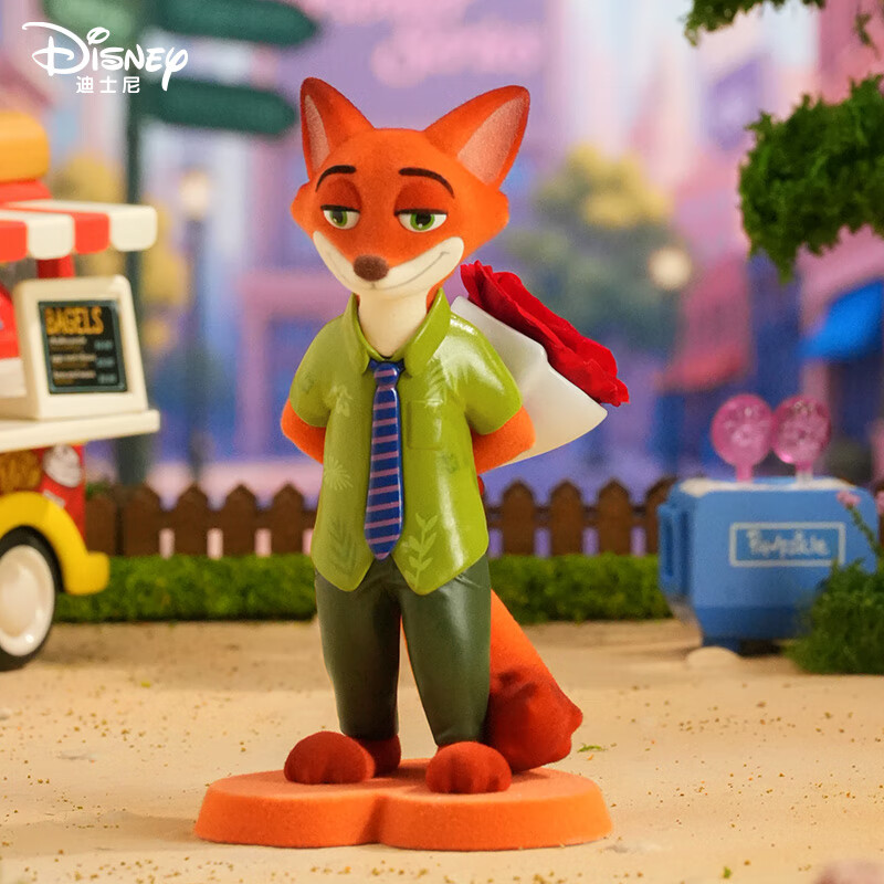 迪士尼（Disney）疯狂动物城朱迪尼克永生花盲盒桌面摆件生日圣诞礼物端盒