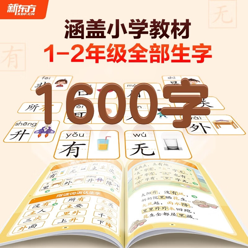 新东方学前识字1600指读快学4-6岁学龄前儿童幼小衔接4本分册+600分钟左右带学视频助力孩子小学语文生字学习
