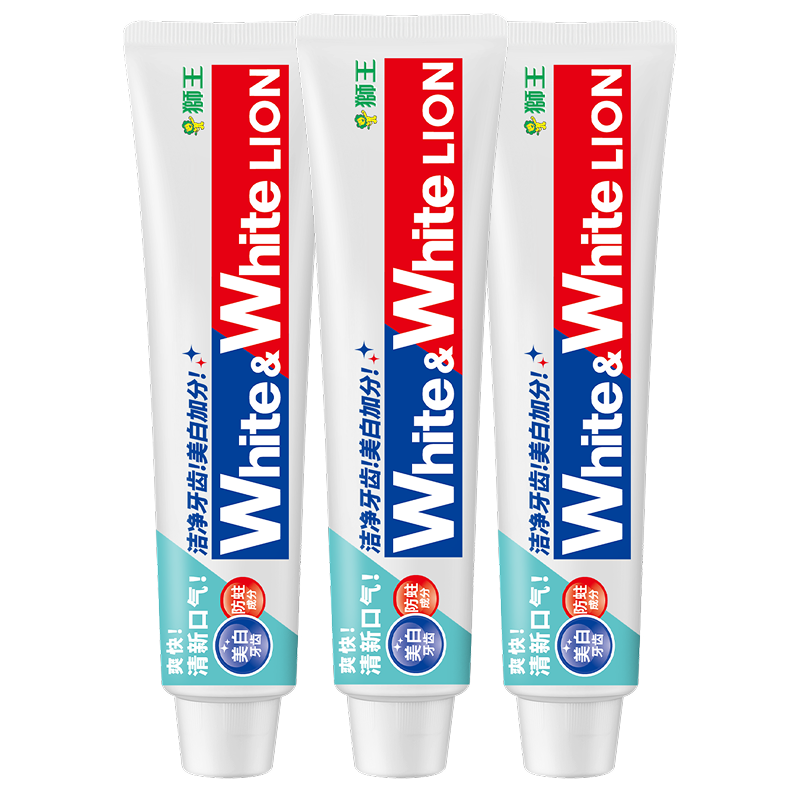 狮王大白管进口牙膏Whitewhite柑橘清新美白牙膏(沁凉柑橘)150g*3