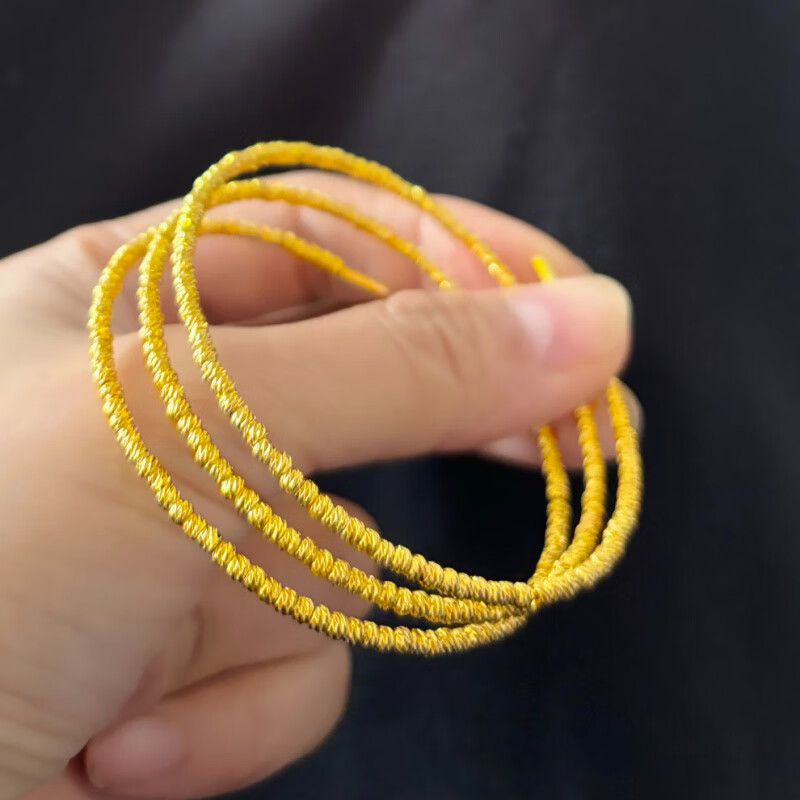 胖东来同款三圈手镯越南沙金爆闪蹦迪珠轻奢小众可调节百搭碎手环 爆闪蹦迪珠