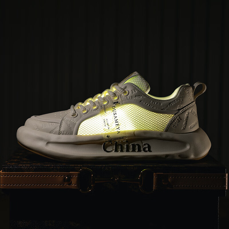 杜莎米娅夏季男鞋时尚透气网面鞋户外跑步运动鞋低帮增高厚底情侣休闲鞋 抹茶绿 4.5cm增高 44