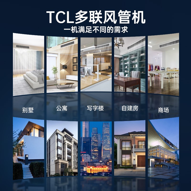 TCL家庭中央空调 家用多联风管机新一级能效 隐藏嵌入式空调多联机直流变频两室三室一厅两厅拖四拖三 6匹一拖五【内机降噪技术，静逸】