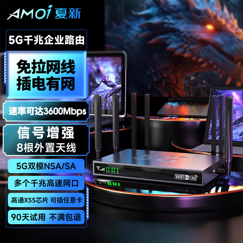夏新5g随身wifi移动无线免插卡cpe路由器千兆双频信号增强企业穿墙王2025款无限流量免装宽带电竞办公 【5G顶配版】0延迟，畅享网络