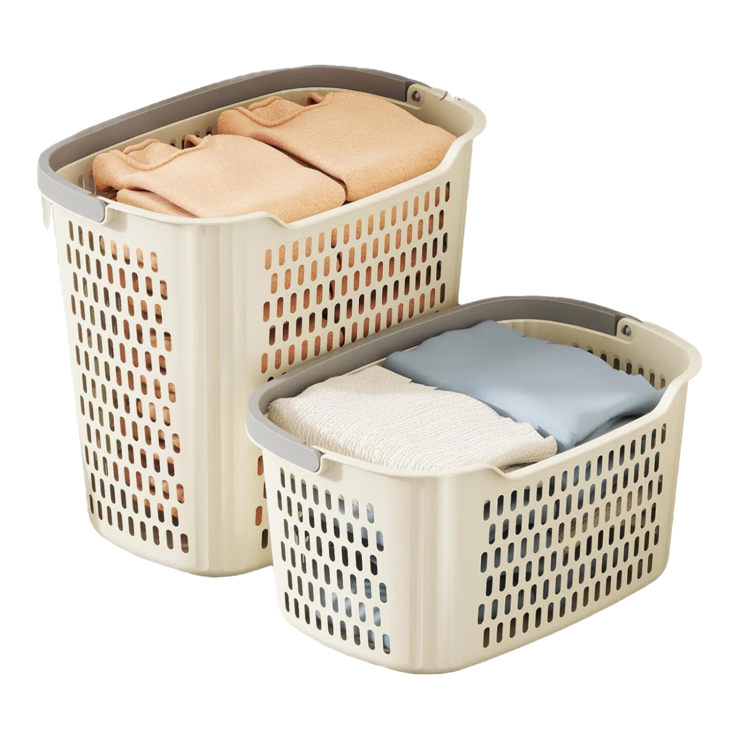 京东物流 家用脏衣篓镂空收纳筐零食玩具收纳箱卫生间宿舍脏衣篮 奶油：大号