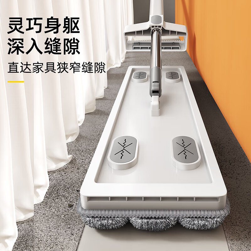 家杰优品免手洗平板拖把2025新款家用一拖净拖地神器懒人拖把 大面板42CM+配布*2