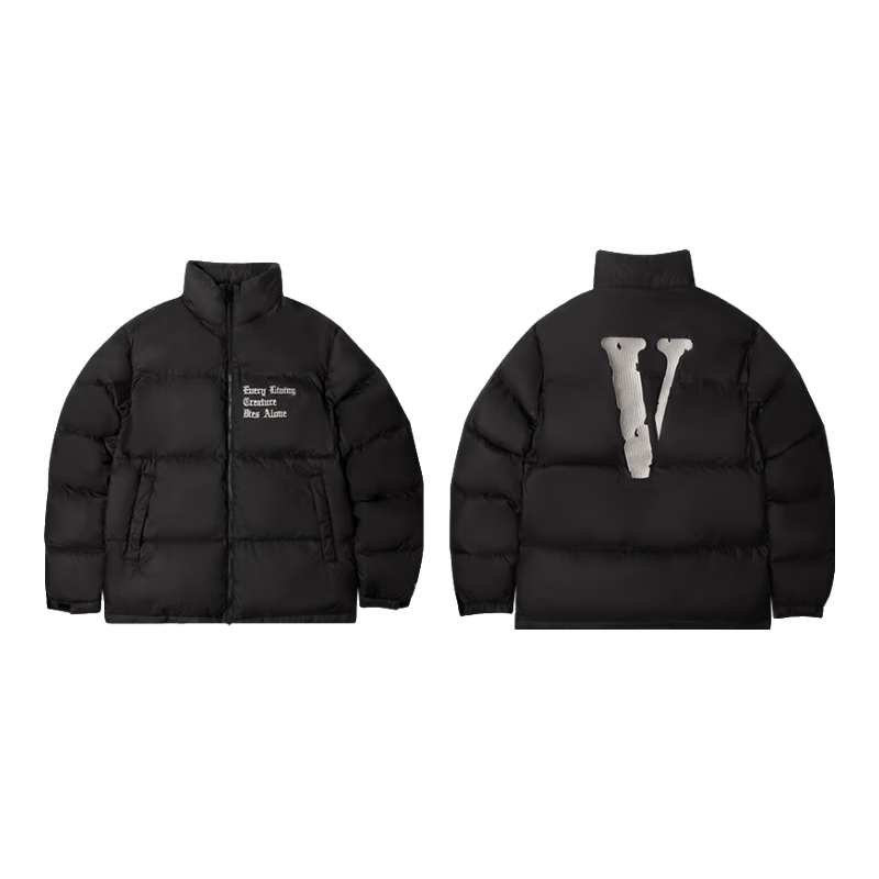 VLONE经典大Logo刺绣羽绒服外套 冬季 男女同款  VLCT21002 黑灰 L