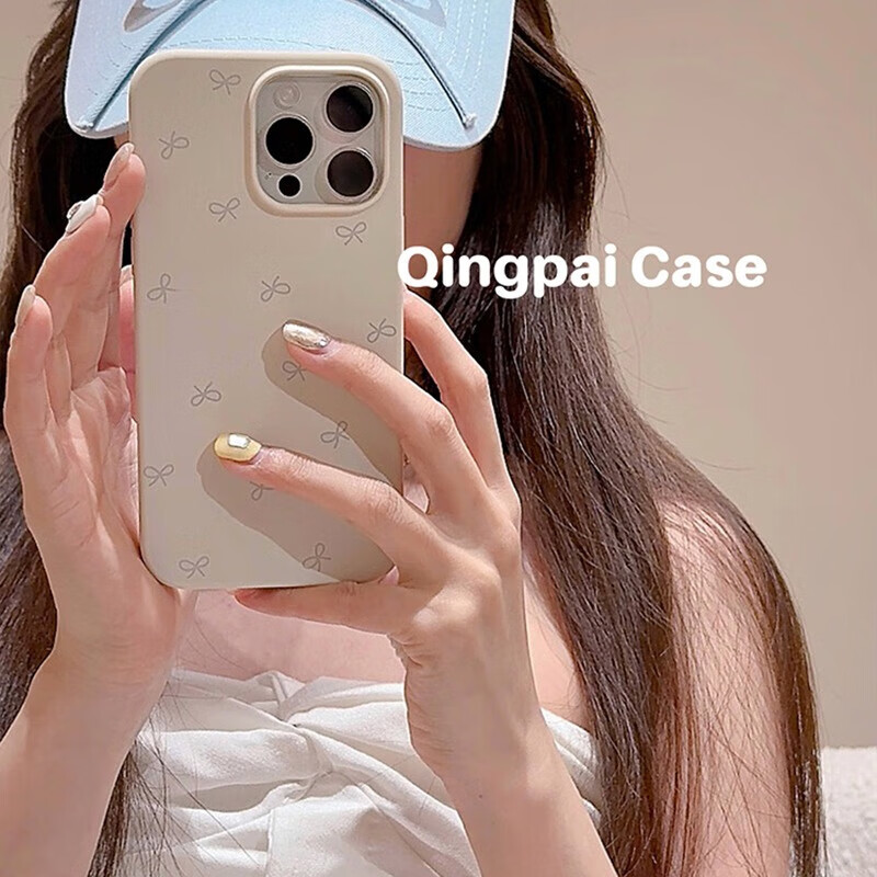 韩系ins液态硅胶蝴蝶结适用苹果15promax壳iphone16新款13pro女款 古董白 iPhone 16