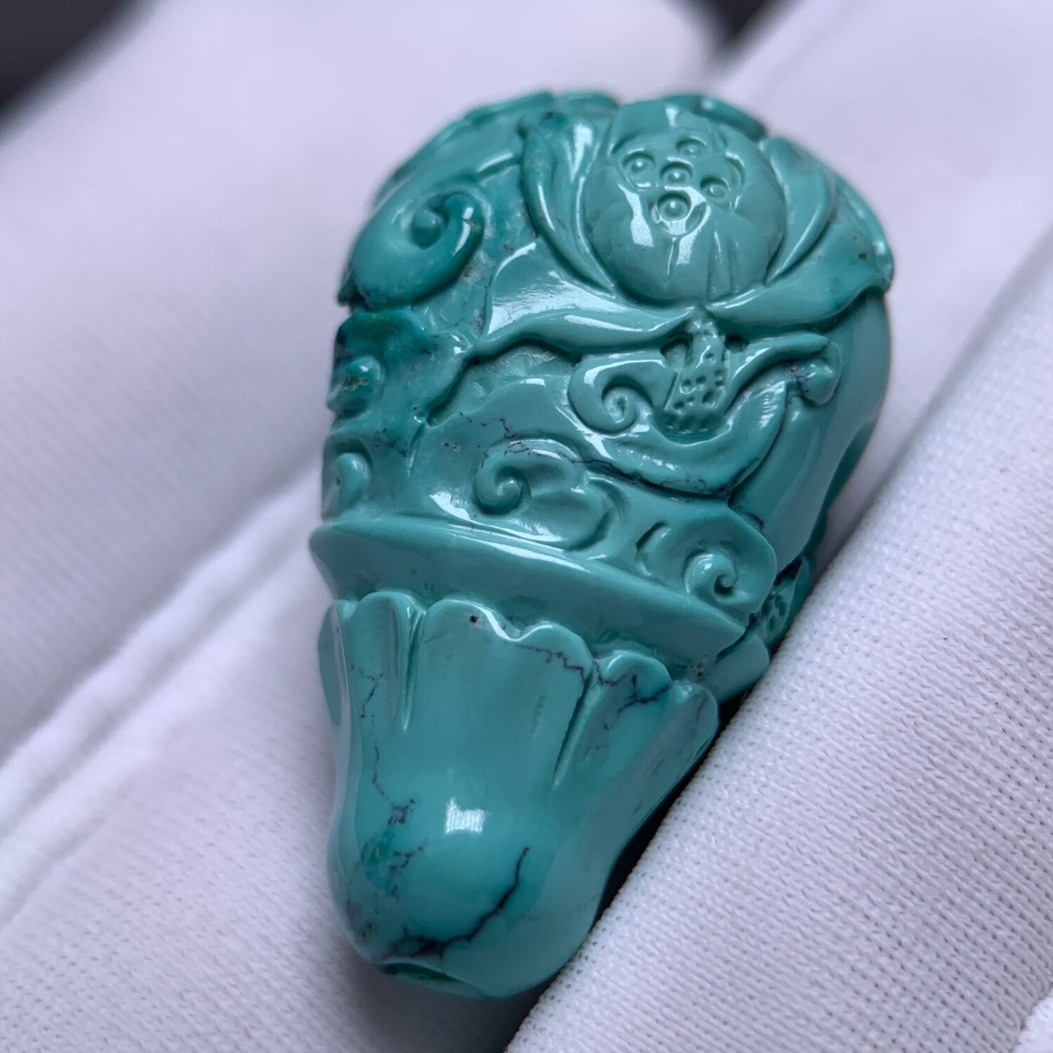 te&ze古云原矿绿松石精雕回纹锁骨扣星月金刚星河三通14.8x11.8x24