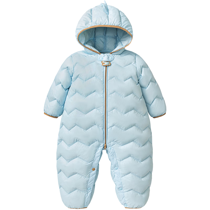 迷你巴拉（minibala）【迷你小蛋仔】婴儿羽绒服三防连体羽绒服男女童宝宝连体衣 粉蓝80004 【白鸭绒-1000+清洁度】 100 CM 2-4岁