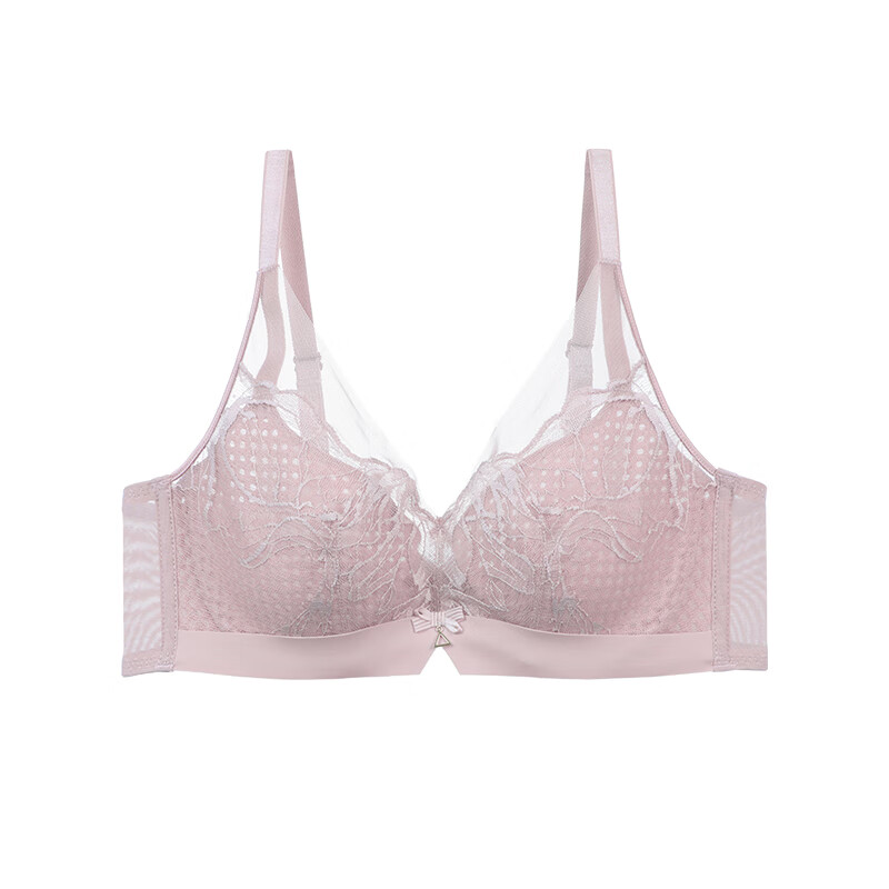 安莉芳【风巢杯】专柜新品蕾丝深v性感文胸女大胸显小内衣EB00820礼物 藕色LAV 75C