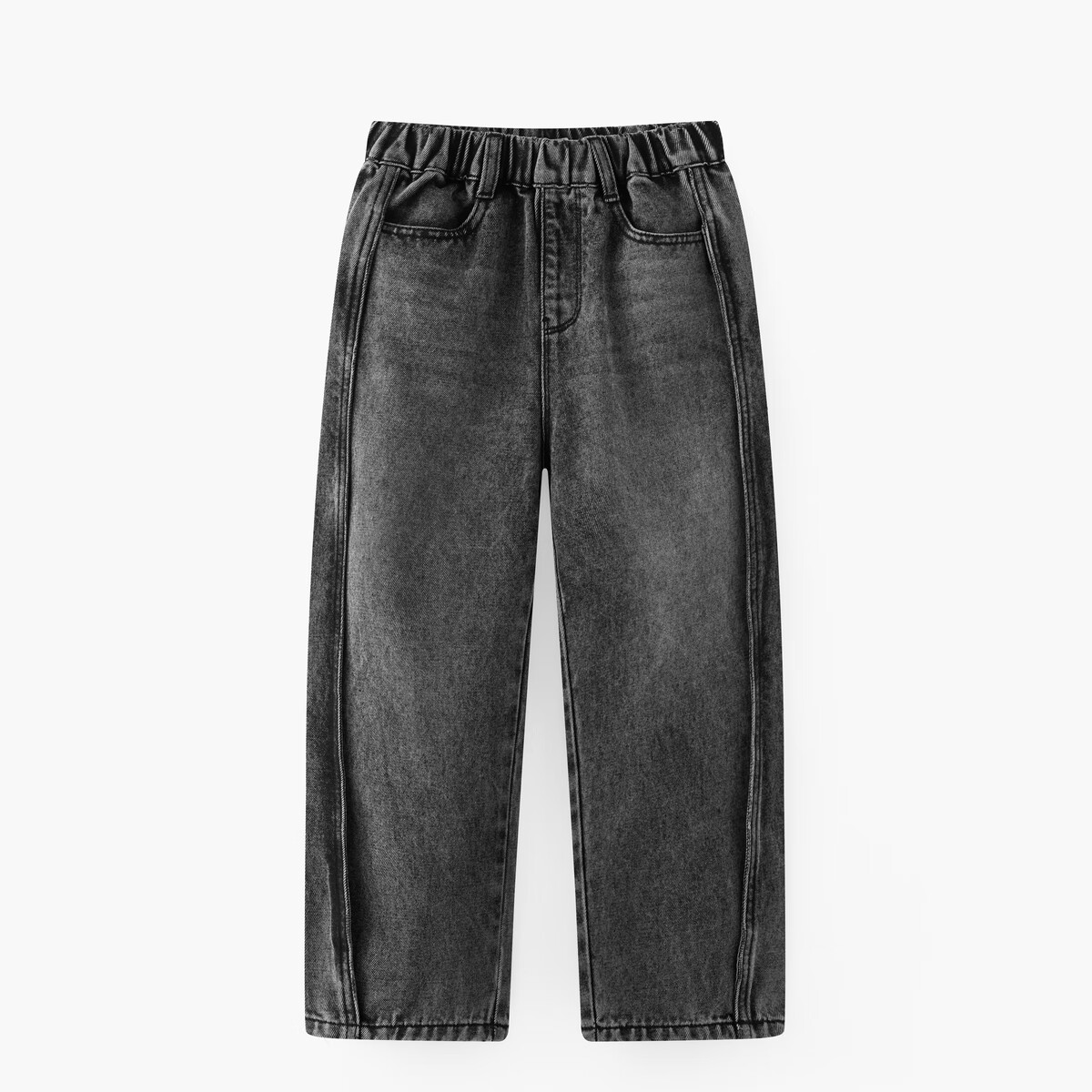 马骑顿（MQD）MQD童装男童直筒牛仔裤秋季新款儿童侧边拼接水洗牛仔长裤 碳黑 140