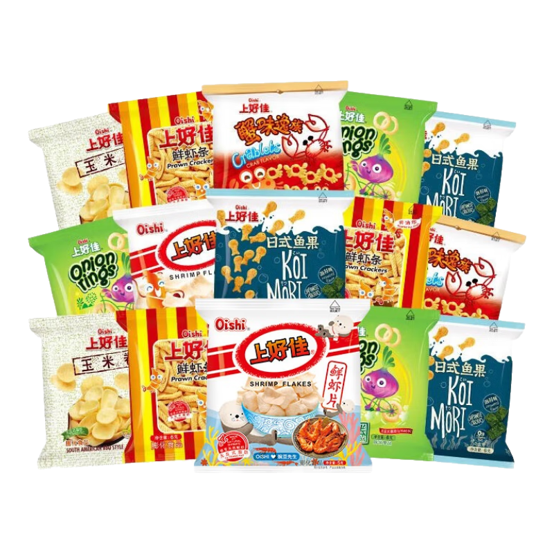 上好佳休闲小零食膨化食品虾片虾条小包装5-6g 42包（口味随机）