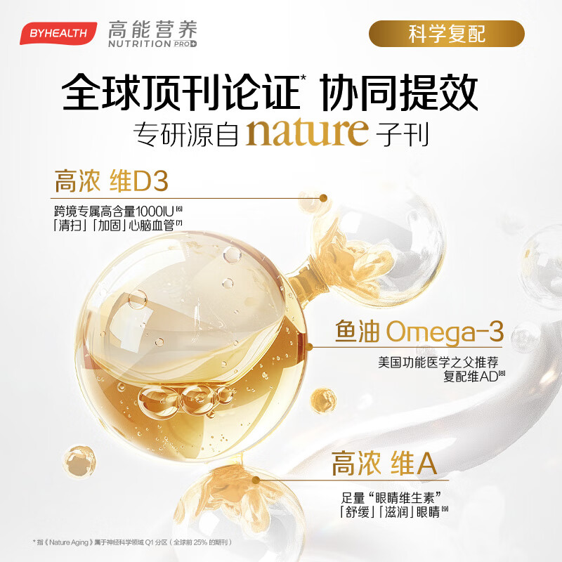 BYHEALTH深海鱼油omega-3纯度95%以上EPA降血脂血管甘油三酯成人心脑血管 【半年量全家共享】鱼油 60粒*6盒