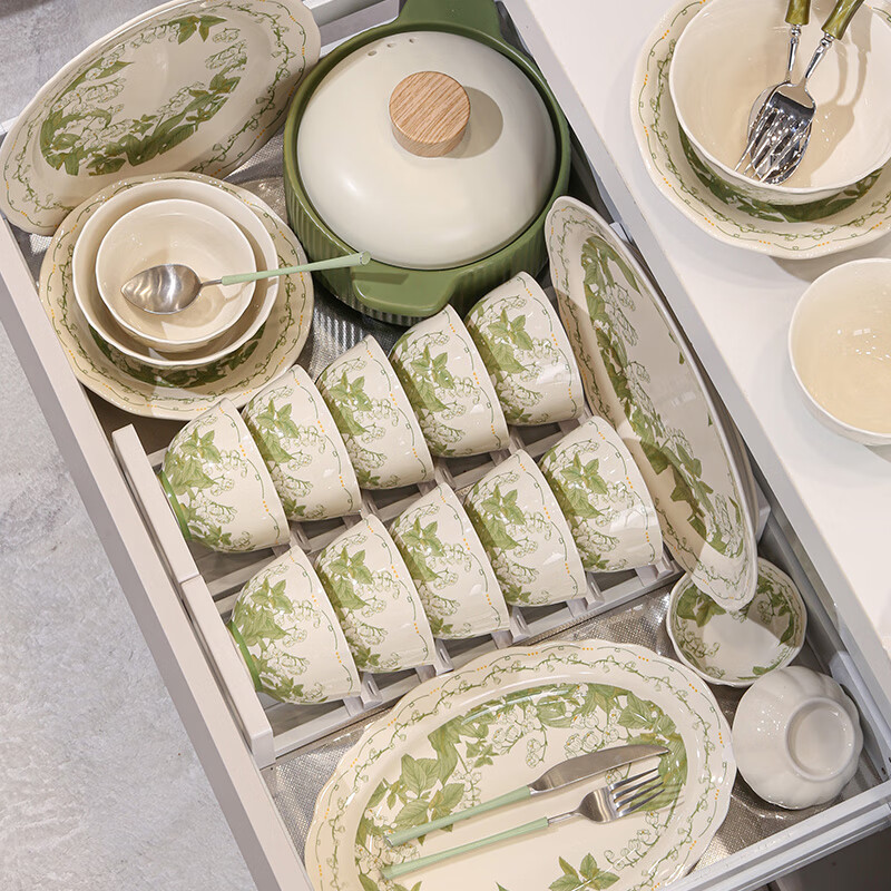 白朔碗具套装碗盘餐具整套简约高级陶瓷釉下彩餐具套装乔迁家用送礼 2人食带汤碗（不带礼盒） 9件套 【景德镇发货 胖东来同款】