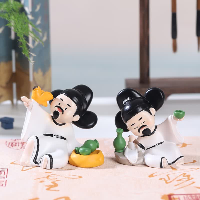 如果国风摆件潮玩盲盒桌面装饰办公桌创意文创手办儿童礼品生日礼物女 西安文创李白盲盒(整套六个)