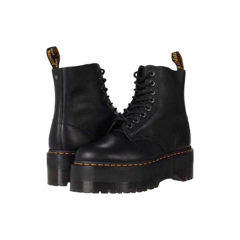 马丁博士女靴厚底时装靴系带马丁靴日常穿搭休闲活动 Black Pisa 42