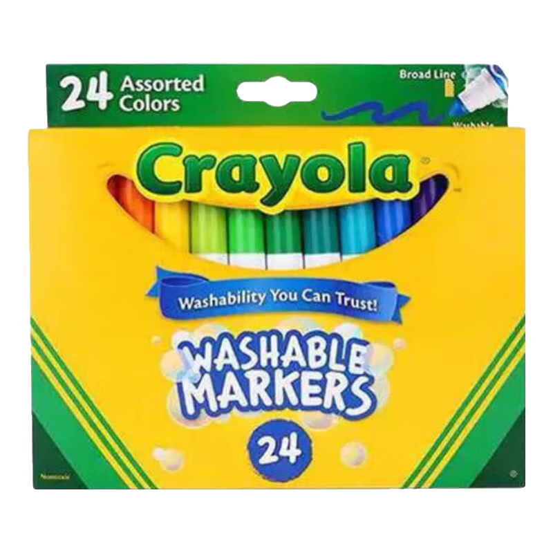 绘儿乐24色水彩笔幼儿园儿童画画笔小学生用绘画彩色美术涂鸦笔不透纸无毒可洗水性马克笔开学季 【24色可水洗】粗杆锥形水彩笔
