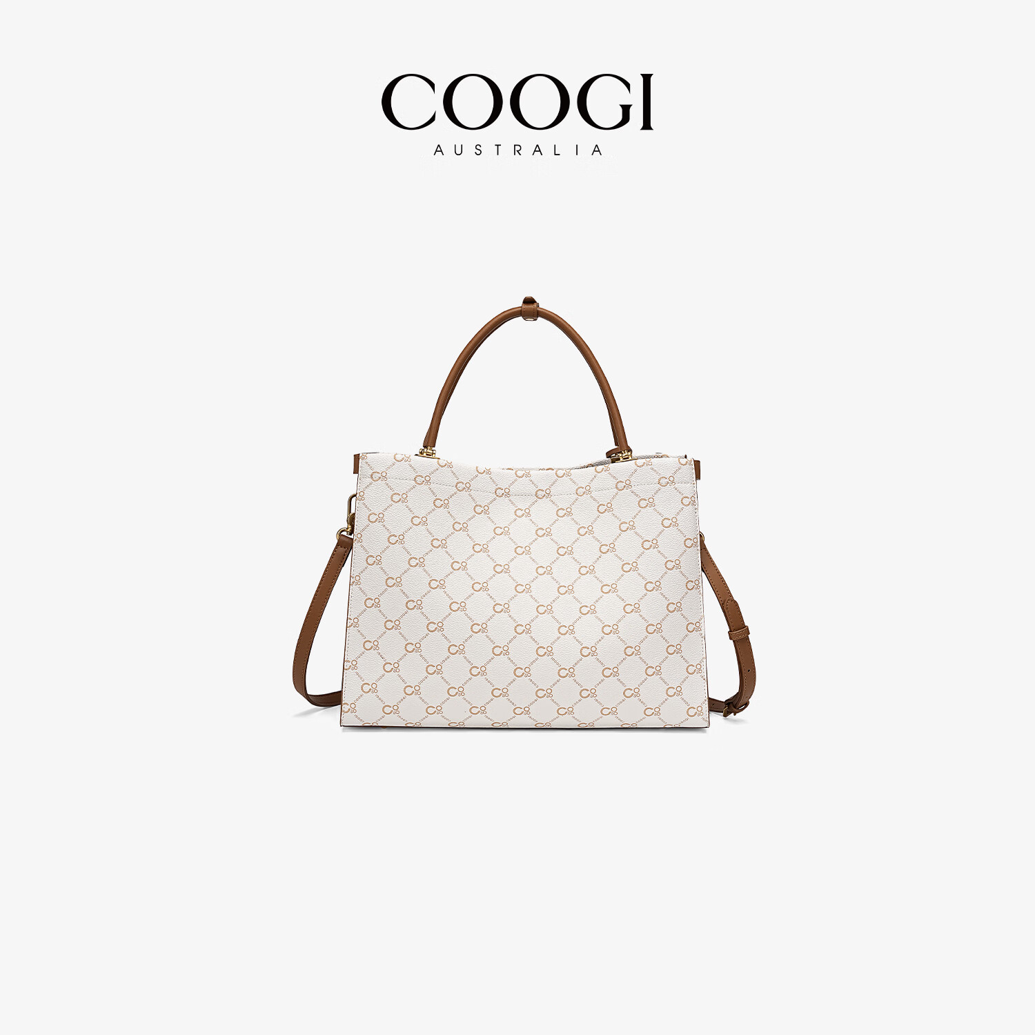 COOGI包包女包奢侈品2026新款单肩斜挎包托特包情人节礼物送女友老婆 米白 35*26*13cm