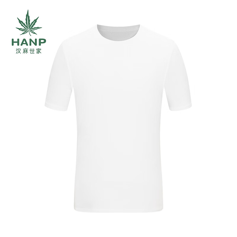 汉麻世家(HANP)男士圆领打底衫棉汉麻粘胶柔软舒适透气男士T恤rn 晨霜白 2XL