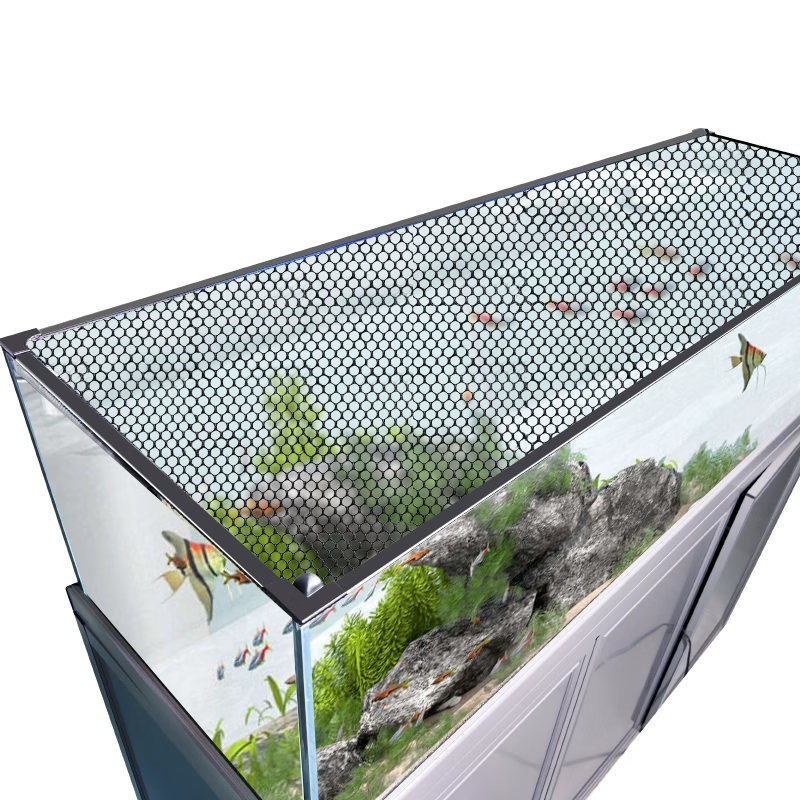 边胜鱼缸防跳网盖板顶盖磁吸防跳缸鱼缸防逃网溪流缸雷龙防跳网防逃 120x45cm 黑边框+黑纱网（自由裁剪）