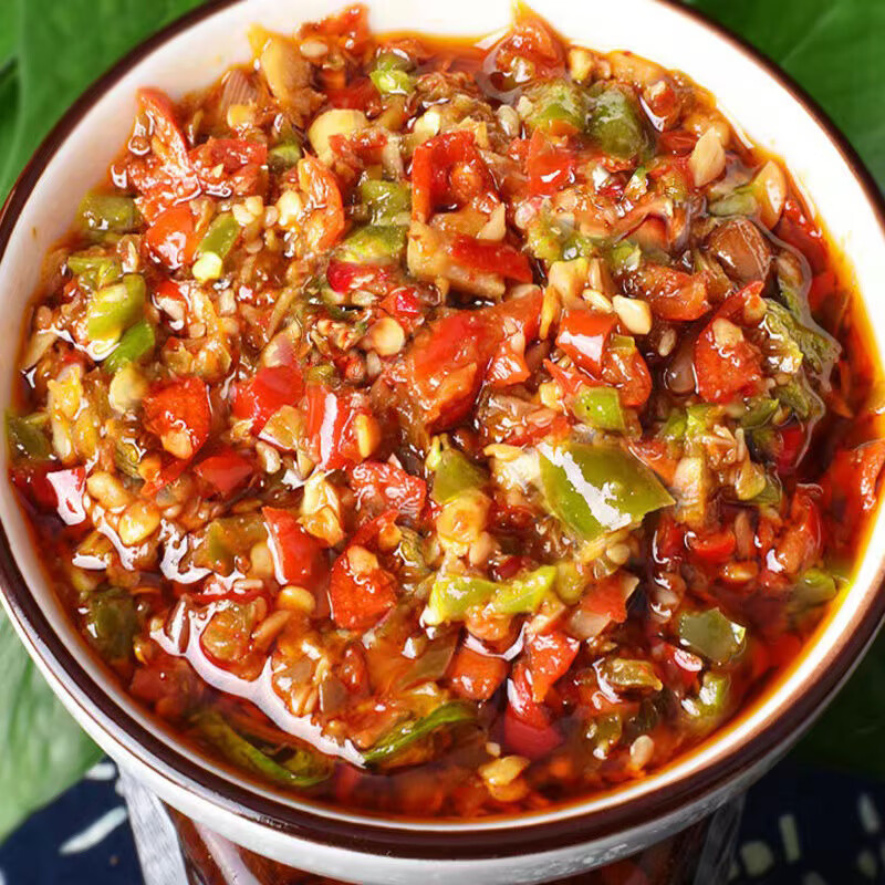 張氏記魚頭剁椒醬剁辣椒湖南特產(chǎn)蒜蓉香辣下飯醬青剁椒魚頭專用醬 有油雙椒醬【兩瓶】