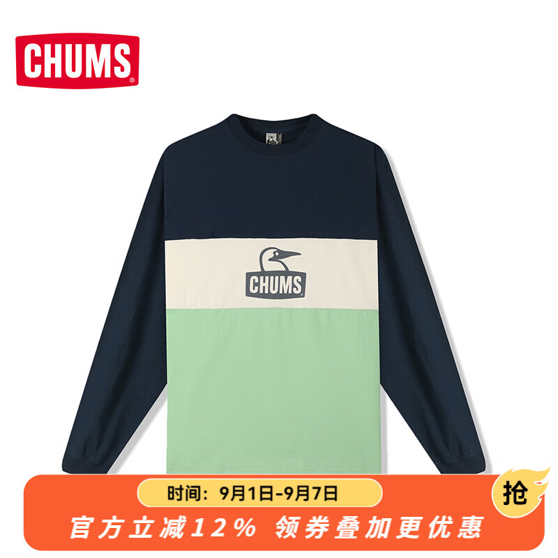 CHUMS洽洽鸟卫衣户外运动休闲棉质长袖T恤男女款宽松圆领秋冬CH01-2652 CH01-2652-G096 XL (180)