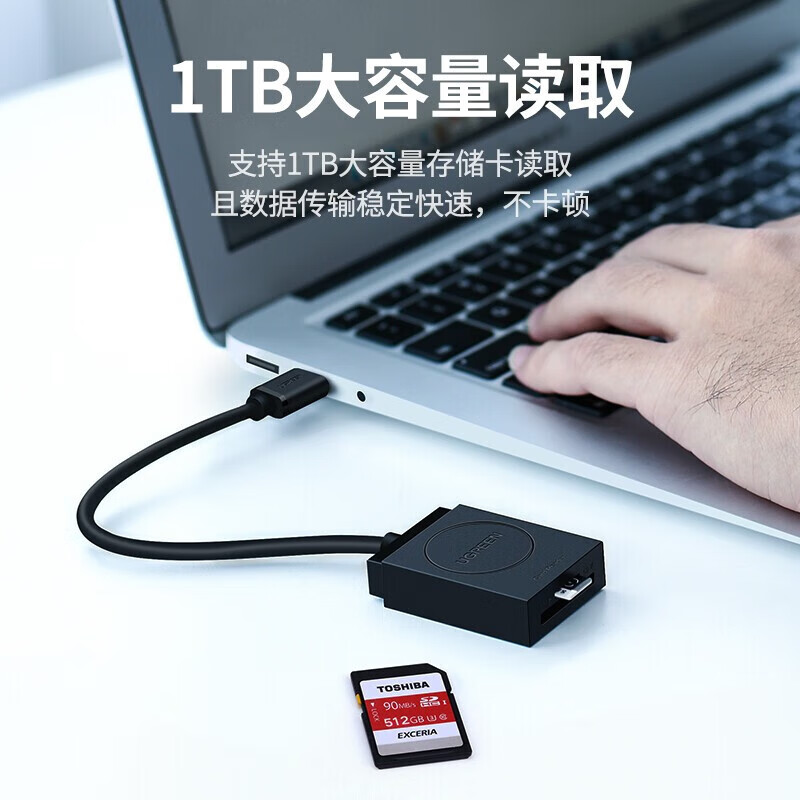 绿联【精选】 USB3.0读卡器多合一带Type-C支持SD/TF/CF/MS相机手机内 双卡单读【USB3.0转SD/TF款】20250
