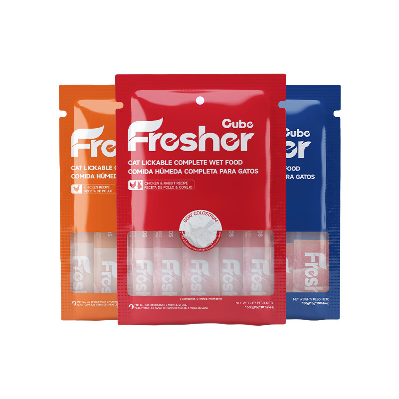 口袋厨房全价主食猫条 猫咪营养湿粮 羊初乳珍粹幼猫成猫零食 【三种口味各一袋】15g*30支