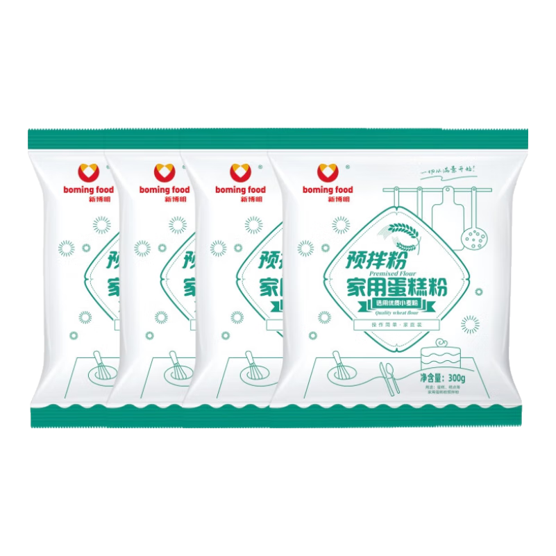 新博明 BOMING FOOD家用蛋糕粉預(yù)拌粉300g家庭自制電飯煲做蛋糕空氣炸鍋食用蛋糕粉 電飯煲蛋糕粉300g*4袋 無規(guī)格