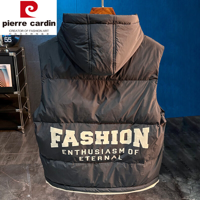 皮尔卡丹（pierre cardin）2025新款高端外穿秋冬款男宽松加厚保暖背心休闲百搭羽绒服棉马甲 黑色 2XL 150-170斤穿