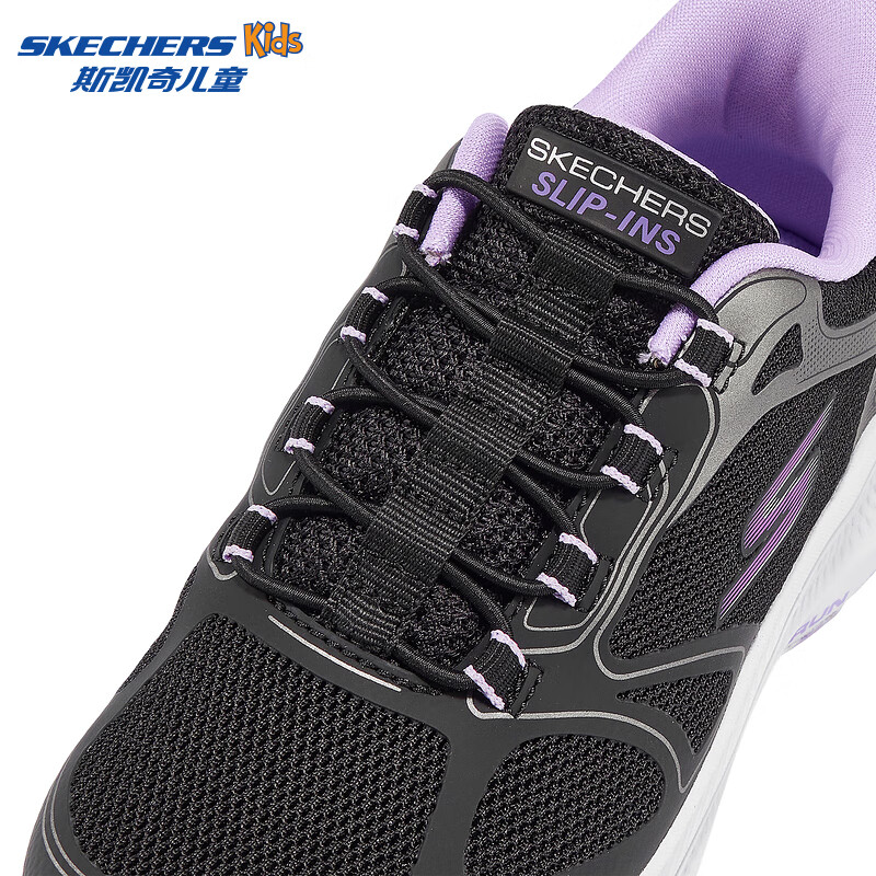 Skechers斯凯奇儿童云跃闪穿鞋专业减震跑步鞋透气运动鞋303985L/404201L 女童/黑色/BLK 36