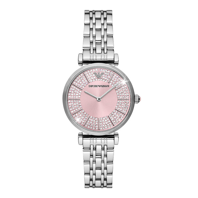 EMPORIO ARMANI阿玛尼手表满天星白月光女士腕表3.8女神节友送男友礼物 粉盘满天星AR11686 32MM