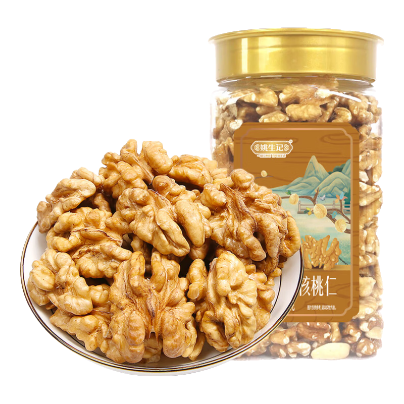 姚生記新疆阿克蘇大核桃仁400g罐裝原味堅(jiān)果炒貨零食干果桃仁 【精選大果仁】原味400g*2罐